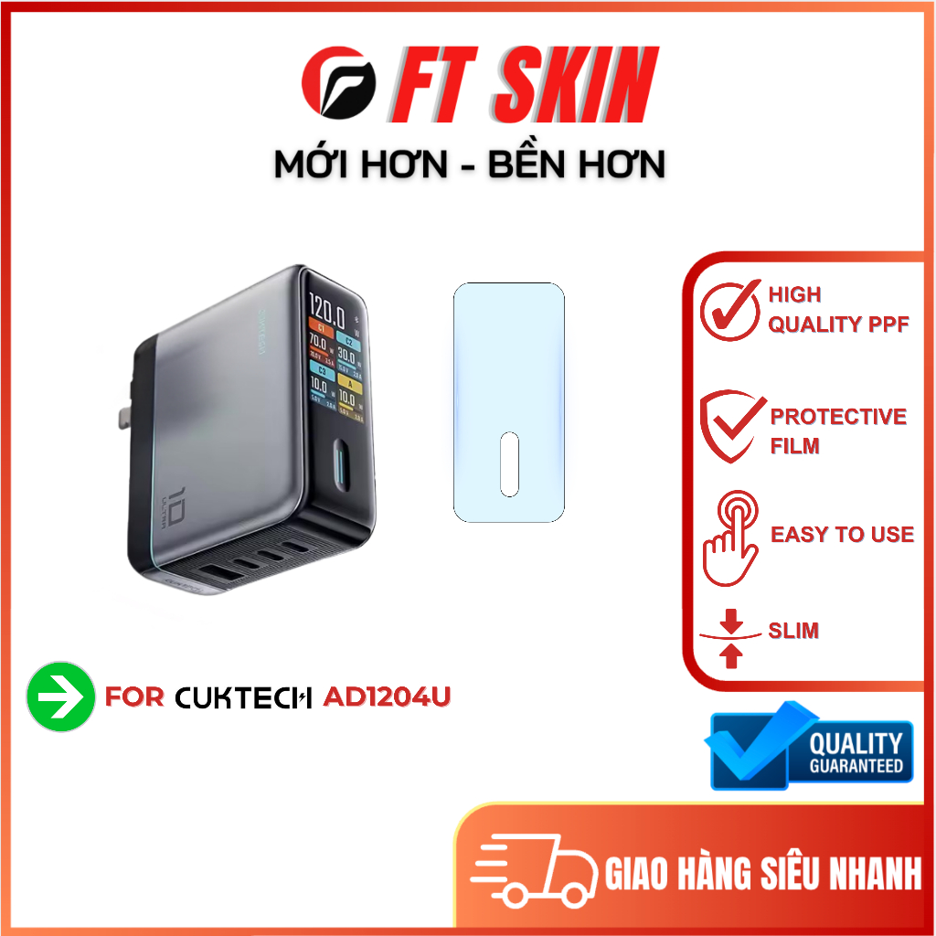 Miếng dán PPF film dành cho củ sạc Cuktech 10u AD1204U bền bỉ, chống xước | BigBuy360 - bigbuy360.vn