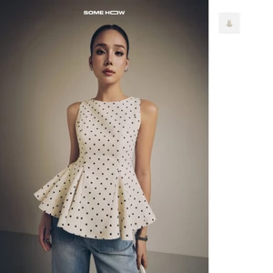 Áo Nữ Dotty Peplum Top, Chất Vải Linen Thoải Mái, WKI088 SOME HOW STORE