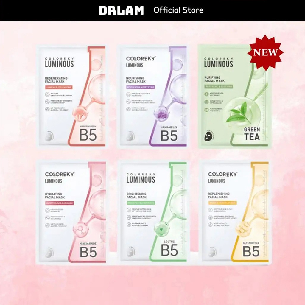 [LIVE DAILY] COMBO 3 Hộp 3 Màu Mặt Nạ Giấy COLORKEY LUMINOUS Vitamin B5 Cấp Ẩm Cho Da