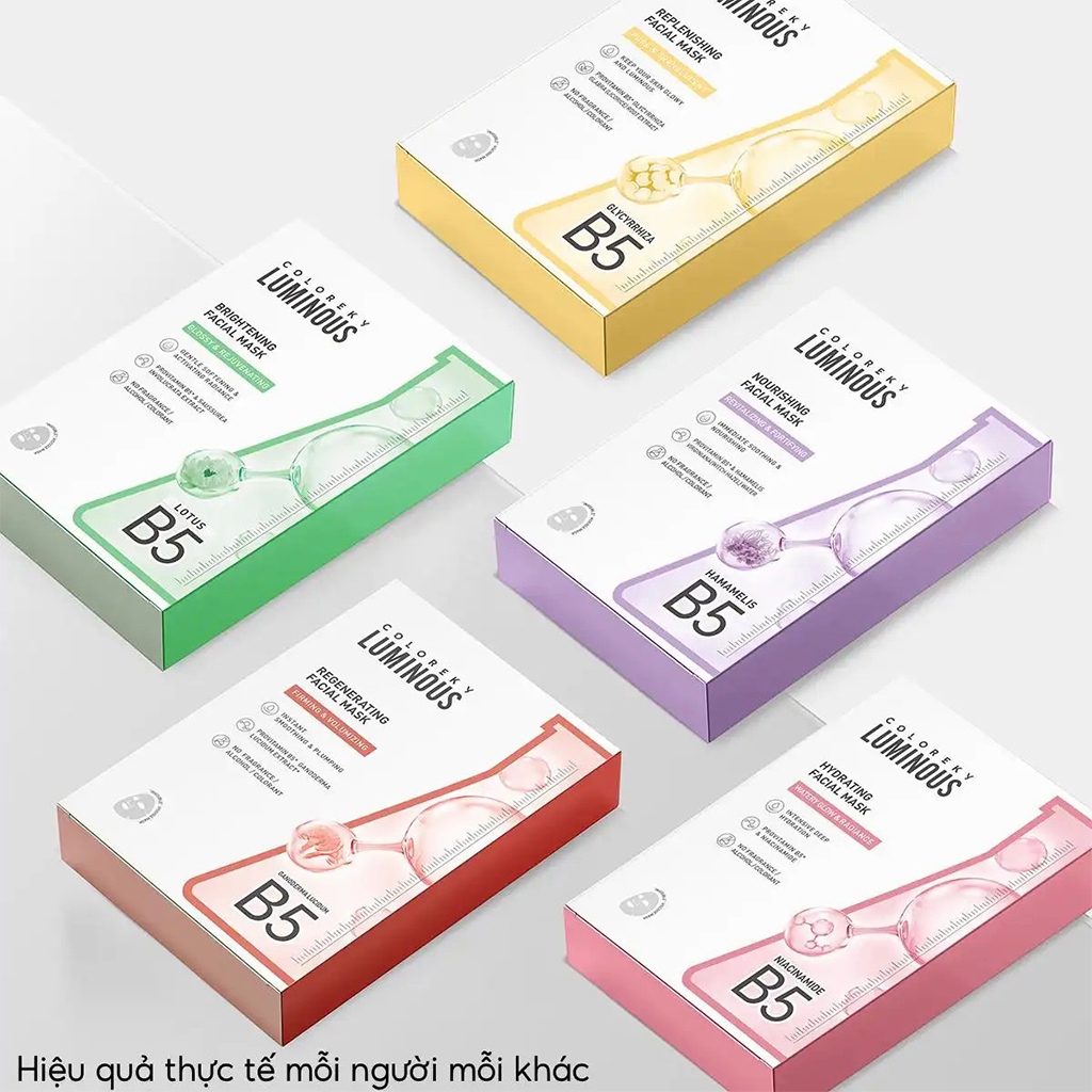 [LIVE DAILY] COMBO 3 Hộp 3 Màu Mặt Nạ Giấy COLORKEY LUMINOUS Vitamin B5 Cấp Ẩm Cho Da