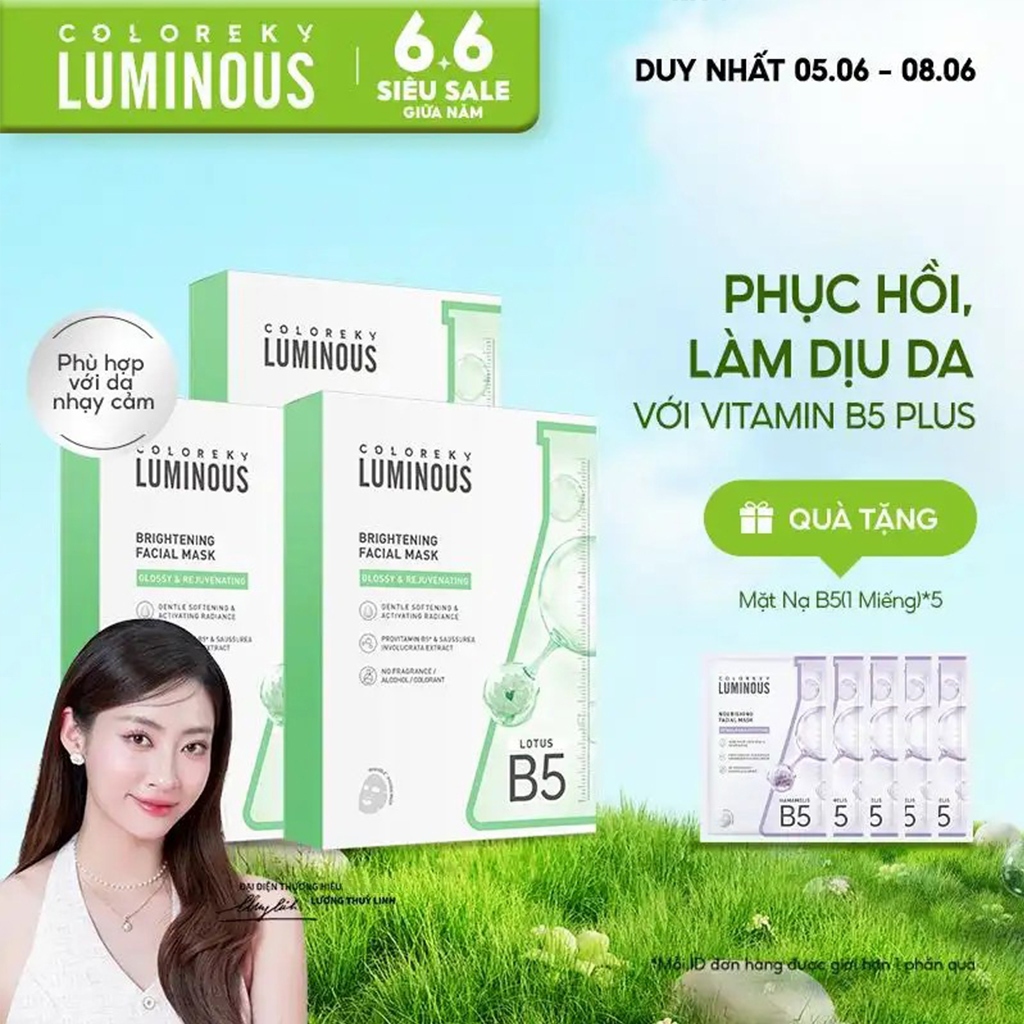 [LIVE DAILY] COMBO 3 Hộp 3 Màu Mặt Nạ Giấy COLORKEY LUMINOUS Vitamin B5 Cấp Ẩm Cho Da