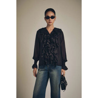 Áo Nữ Romantic Ruffle Blouse, Chất Vải Tằm Ánh Thoải Mái,WKI062, SOME HOW STORE