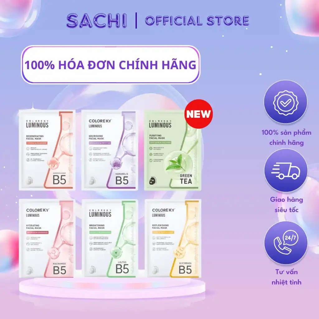Combo 10 Miếng Mặt Nạ 25ml x 10 miếng Glam Beautique da dầu mụn b5 dưỡng trắng cho ẩn thạch dermaxi