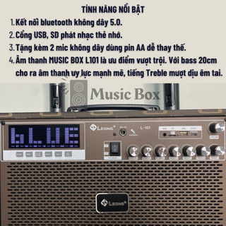 Loa Karaoke Xách Tay 2 Mic Leong L101, Bass Cực Mạnh, Bluetooth Hiện Đại, Dễ Dàng Sử Dụng, Hát Hay