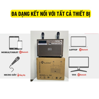 Loa Karaoke Xách Tay 2 Mic Leong L101, Bass Cực Mạnh, Bluetooth Hiện Đại, Dễ Dàng Sử Dụng, Hát Hay