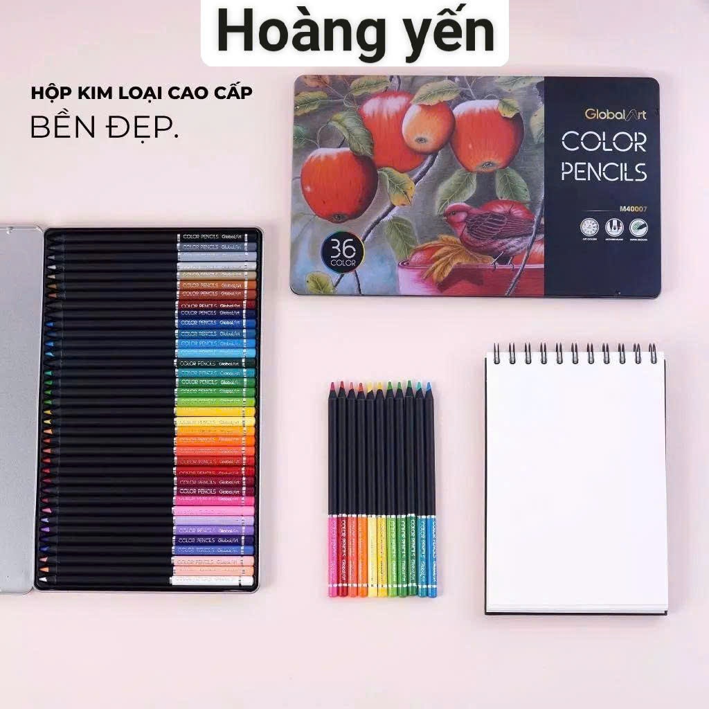 (CHÍNH HÃNG)Bút Chì Màu Gốc Dầu GLOBAL ART 72 Màu- Hộp Thiếc Cao Cấp, Màu Đậm Mịn, Dễ Tô và Phác Họa - Mã M40007/08 - Ho