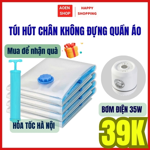 Túi hút chân không đựng quần áo chăn ga công nghệ Nhật Bản – Đa năng, tiện dụng kèm bơm hút