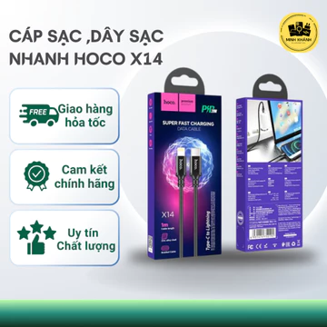 Cáp sạc nhanh,Dây sạc nhanh 20W PD ( Type-C to IP) Cáp sạc hoco.. X14 Dành cho ip.dây dù chống đứt
