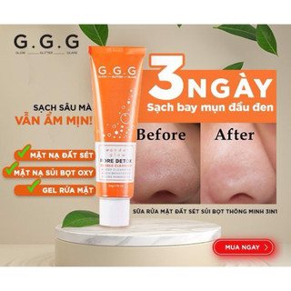 Sữa Rửa Mặt Thải Độc, Sạch Mụn Trắng Da GGG Wonder Glow Pore Detox Bubble Cleanser 50gr