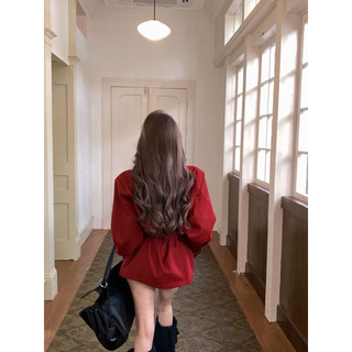 Áo mangto nữ dáng ngắn cổ bẻ kèm đai chất liệu kaki phong cách Hàn Quốc
