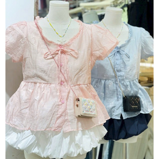 áo babydoll thắt nơ tay phồng dễ thương xinh xỉu