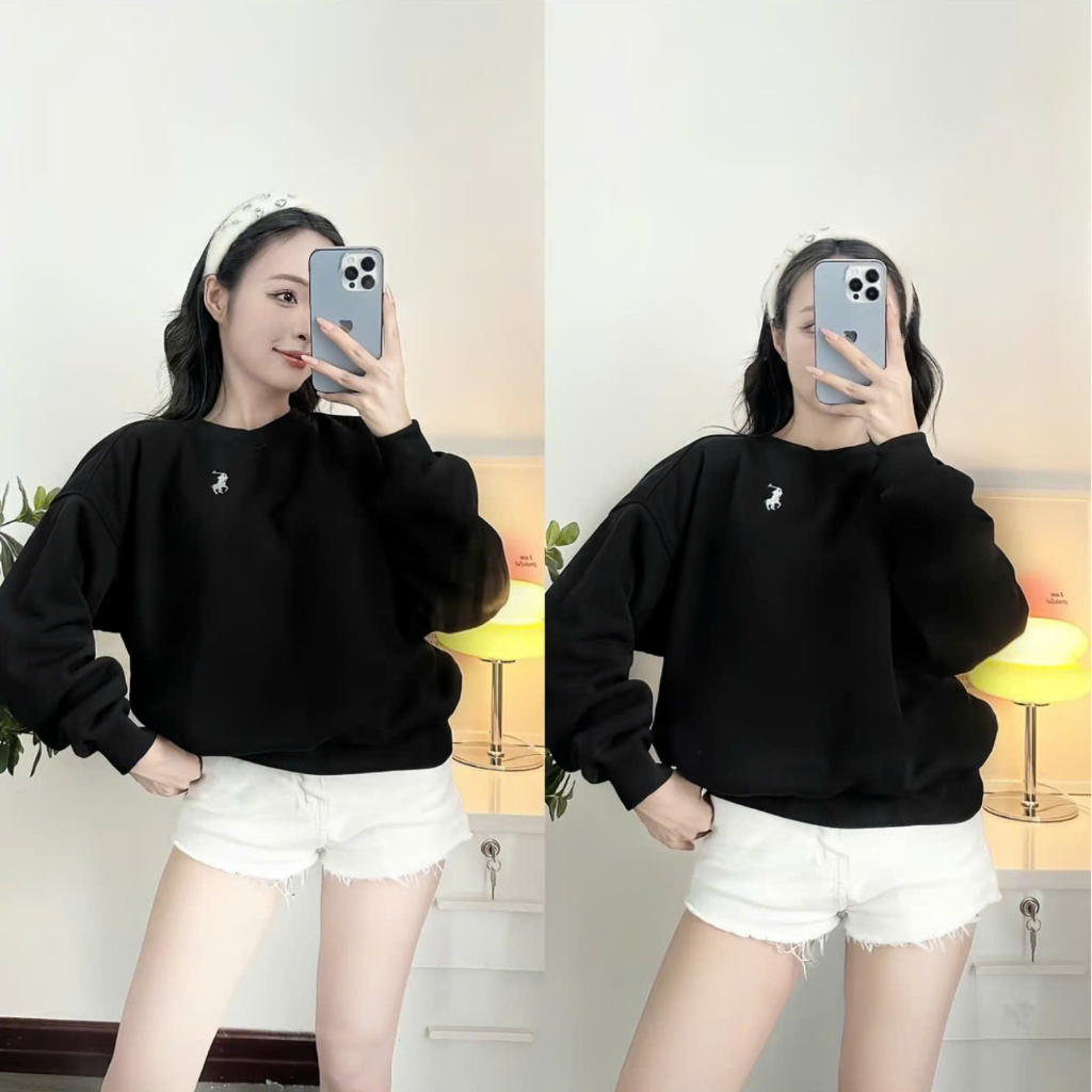 [Mã Giảm 10K] Áo Sweater CHUẨN HÀNG THÊU, Nỉ 2 DA Nam Nữ Basic, Thêu Ngựa Cao Cấp Form Rộng Thu Đông Phong Cách Hàn Quốc