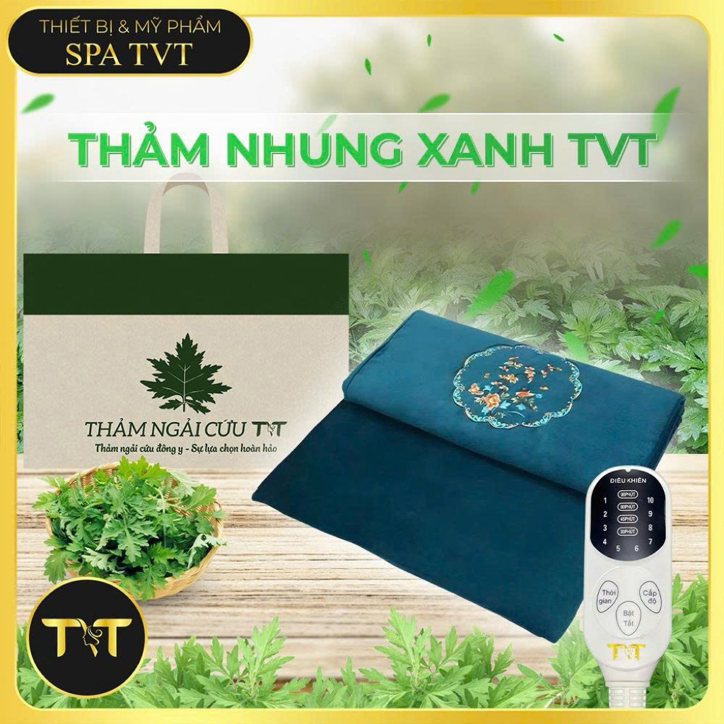 THẢM NGẢI CỨU NHUNG XANH TVT 150x60CM - ĐỆM SƯỞI THẢO DƯỢC, GIỮ ẤM, NGỦ NGON, THƯ GIÃN