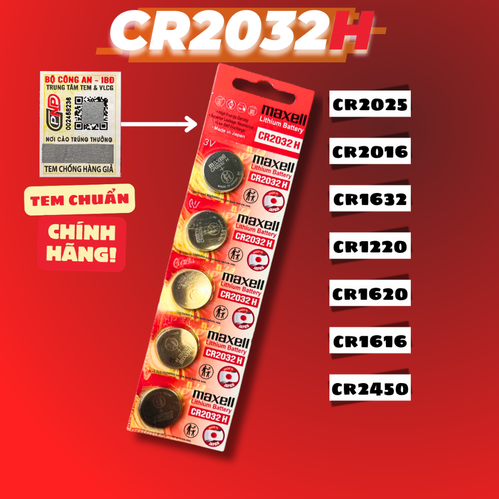 Pin Maxell CR2032 CR2032H 2025 2016 1632 1616 1620 1220 Maxel 3v dung ...