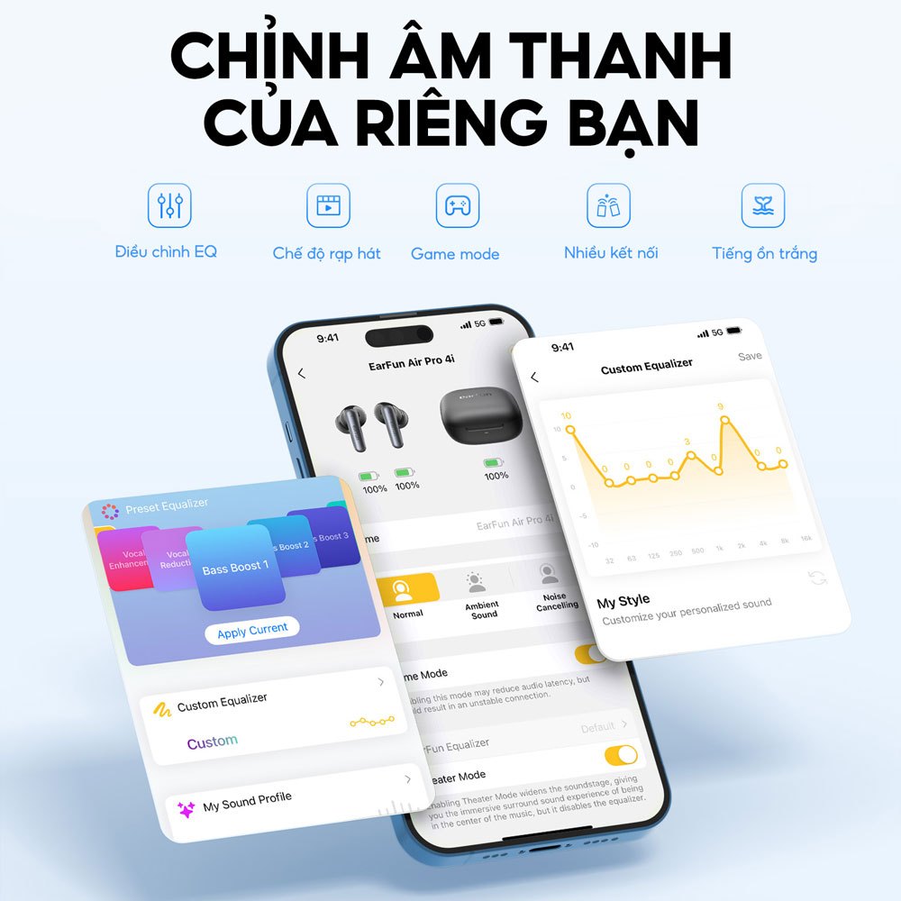 Tai Nghe Bluetooth Earfun Air Pro 4i Chống Ồn Chủ Động 50db Âm Thanh Hi-Res LDAC Pin 40H | BigBuy360 - bigbuy360.vn