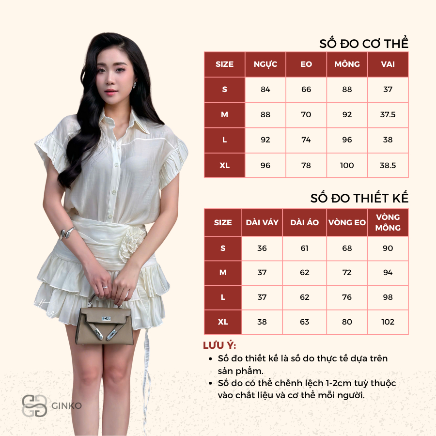 Set đồ nữ tiểu thư áo tay ngắn, váy tầng tiểu thư chất tơ có quần bảo hộ GINKO CLOTHING