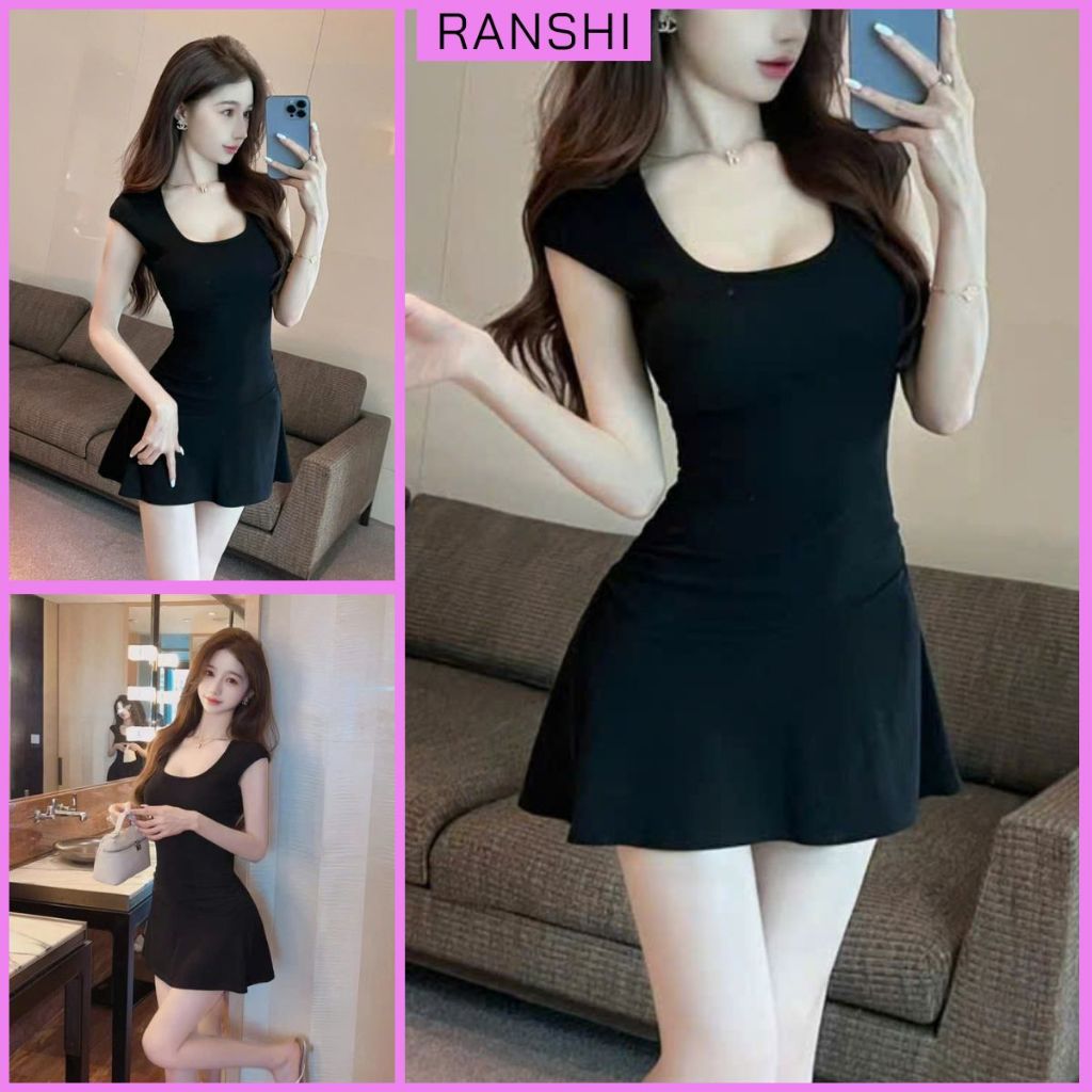 [Sẵn Mút Ngực] Đầm Body Ba Lỗ Dáng Ngắn Nhún Eo RANSHI Ôm Body Sexy Quyến Rũ Chất Thun Cotton Mềm Mát - RBD149