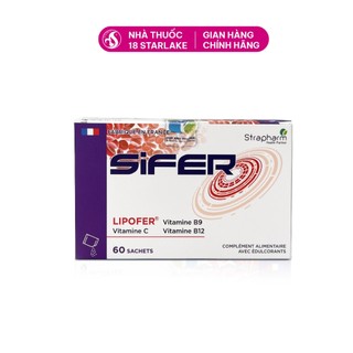 Sắt Sifer Chính Hãng - Bột Sắt Sinh Học Dễ Hấp Thu Cho Bà Bầu & Mẹ Sau Sinh - Nhập Khẩu Pháp (Hộp 60 Gói)