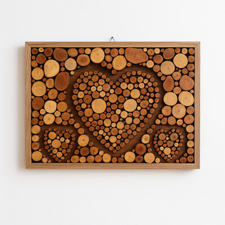 Tranh gỗ treo tường TRÁI TIM LỘC MỘC kích thước 40x60cm - Handmade Decor Nghệ Thuật thiên nhiên