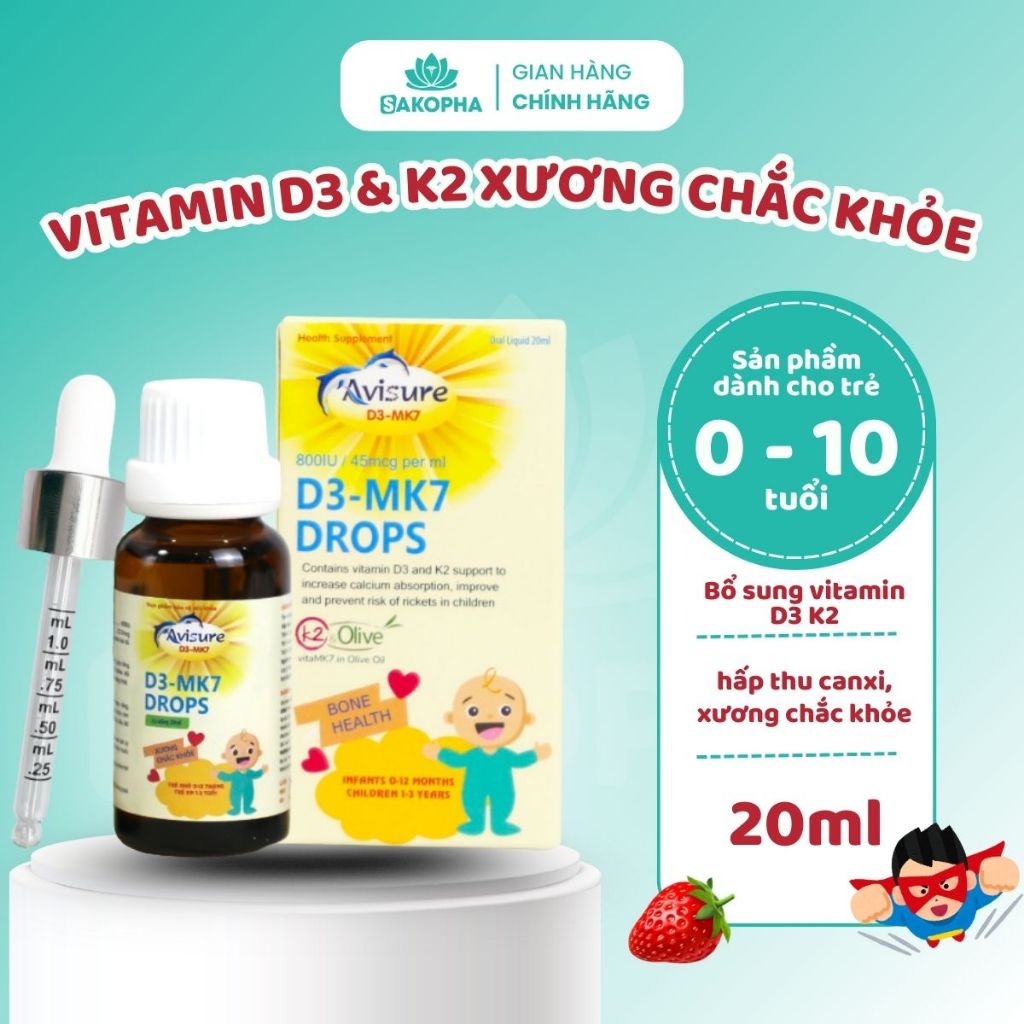 Combo 3 Lọ Kẽm,Sắt Hữu Cơ, D3 K2 Nhỏ Giọt Avisure, Hỗ Trợ Hấp Thu Canxi ...