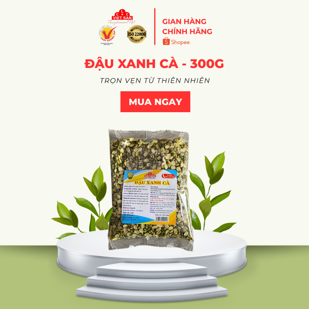 Đậu Xanh Cà Việt San 150g/300g/500g - Hạt Vàng Chắc, Dẻo Mịn Chuyên Làm Nhân Bánh, Nấu Chè