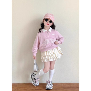 [B&G] Sét váy thu đông Áo sweater hồng pastel phối chân váy tầng bồng bềnh cho bé gái từ 10-45kg
