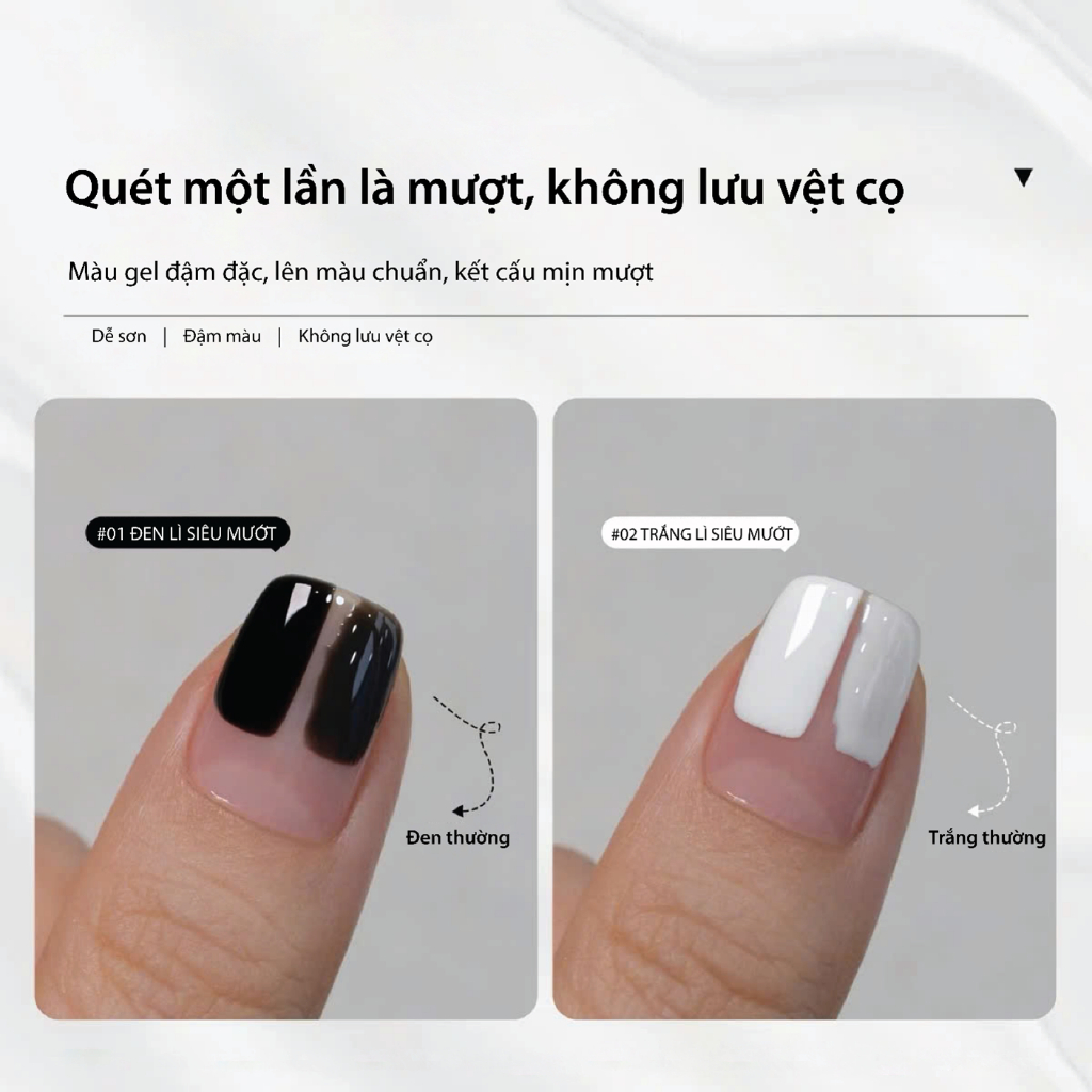 ROUni Sơn móng tay hai màu đen trắng kiểu mới năm 2026 sơn đều màu không để lại vết cọ và lâu trôi