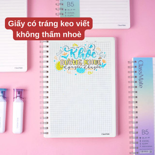 Sổ Lò Xo 100GSM Bìa Nhựa Trong A5 B5, Sổ Tay, Vở Lò Xo 200 Trang Kẻ Ngang Caro Dotgrid Ghi Chép Takenotes