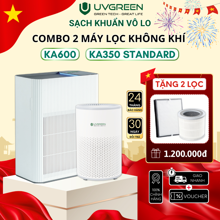 [Tặng Lọc] Combo Máy Lọc Không Khí Diệt Khuẩn UVC LED UVGREEN KA600 và ...
