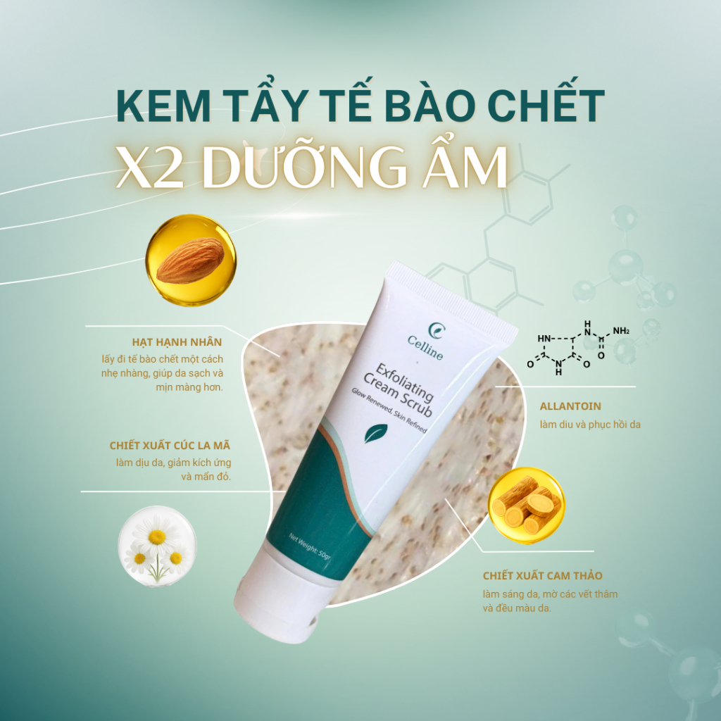 [DEAL SỐC] Tẩy Tế Bào Chết Celline Exfoliating Cream Srcub vật lý Cho Da Mặt 50g - Skincare