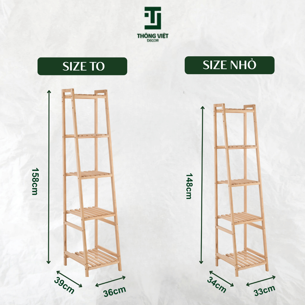 Kệ Gỗ Vuông 5 Tầng, Kệ Decor Đồ Đa Năng Để Đầu Giường, Phòng Khách, Phòng Ngủ Làm Bằng Gỗ Thông Tự Nhiên