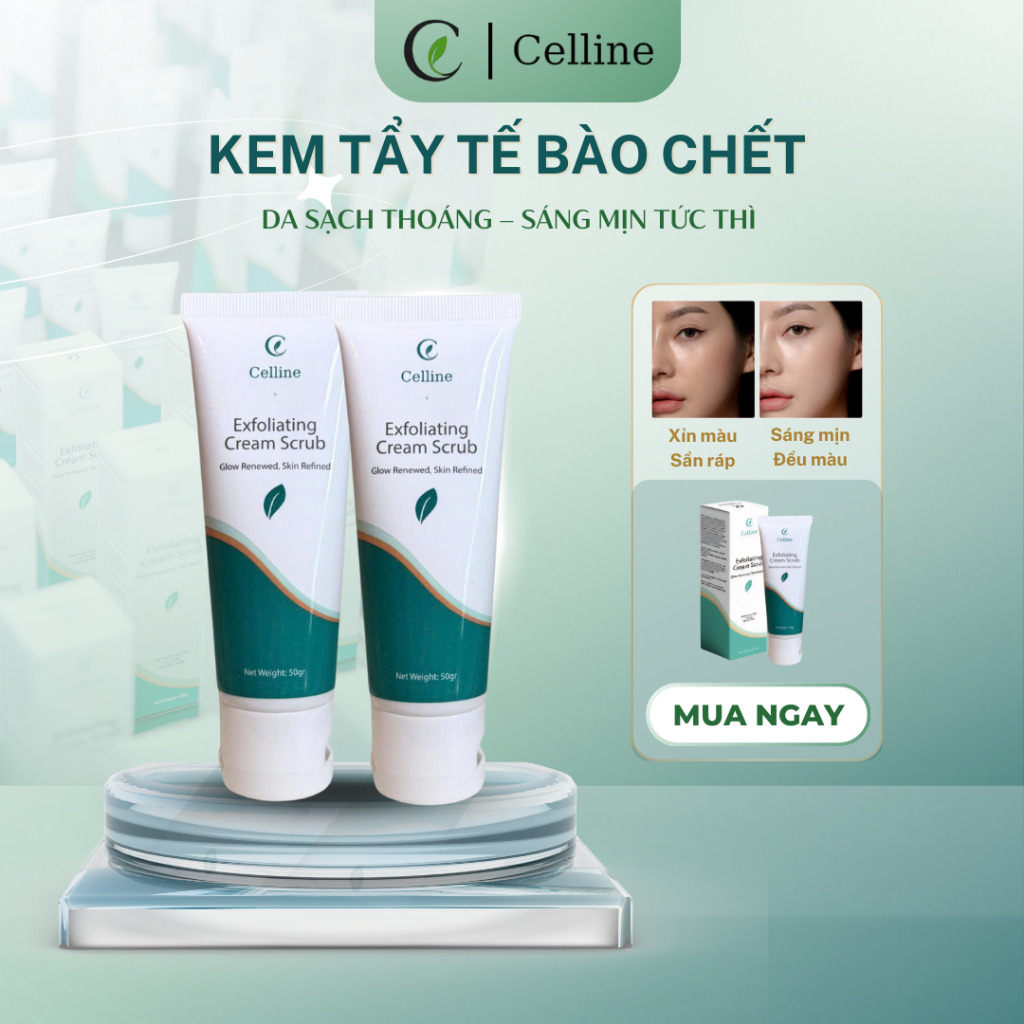 [MUA 1 TẶNG 1] Tẩy Tế Bào Chết Vật Lý Celline Exfoliating Cream Scrub Cho Da Mặt 50g - Skincare