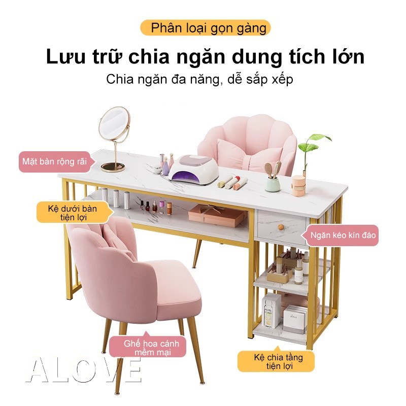 Bàn làm nails hiện đại bàn nail gỗ thiết kế tối giản kèm ngăn kéo lưu trữ tiện lợi phù hợp salon | BigBuy360 - bigbuy360.vn