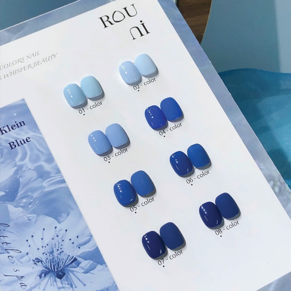 Set ROU ni Sơn gel màu xanh Klein, xanh khói, xanh lam, xanh đậm, màu thời thượng, chuyên dùng cho tiệm nail, gel UV
