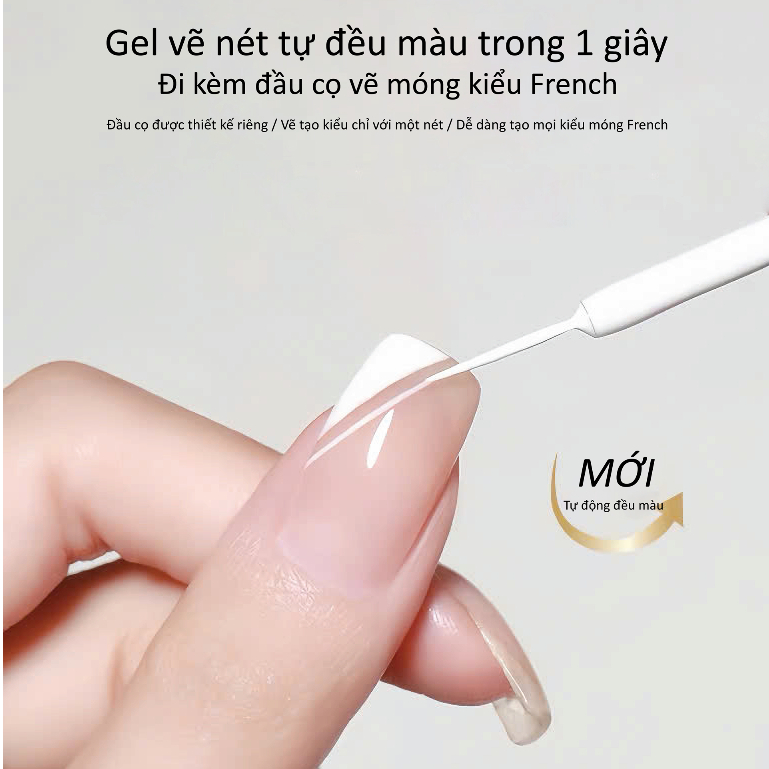 ROUni Sơn móng vẽ nét phiên bản mới chất gel đặc dễ kéo sợi, tự đều màu cho French móng và họa tiết