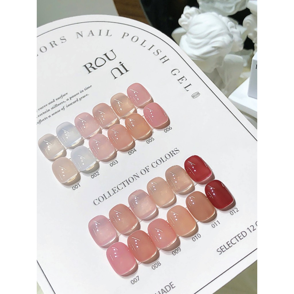 ROUni Set Sơn móng tay màu thạch trong suốt thạch hồng trong suốt thạch trà sữa sơn móng chuyên dụng