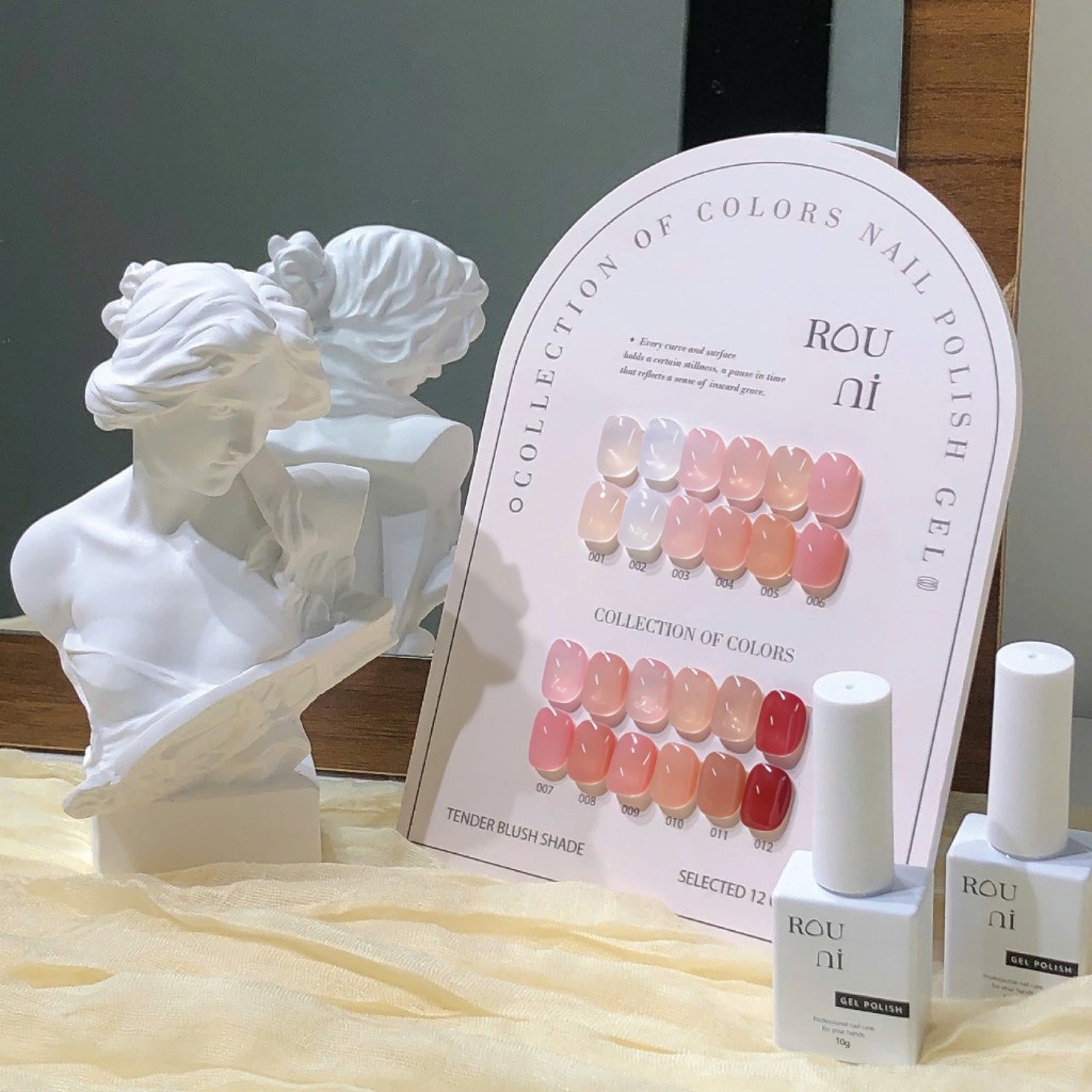 ROUni Set Sơn móng tay màu thạch trong suốt thạch hồng trong suốt thạch trà sữa sơn móng chuyên dụng