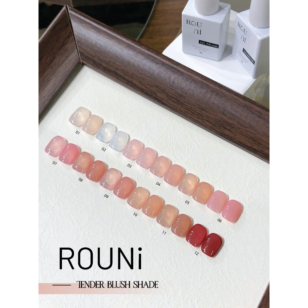ROUni Set Sơn móng tay màu thạch trong suốt thạch hồng trong suốt thạch trà sữa sơn móng chuyên dụng