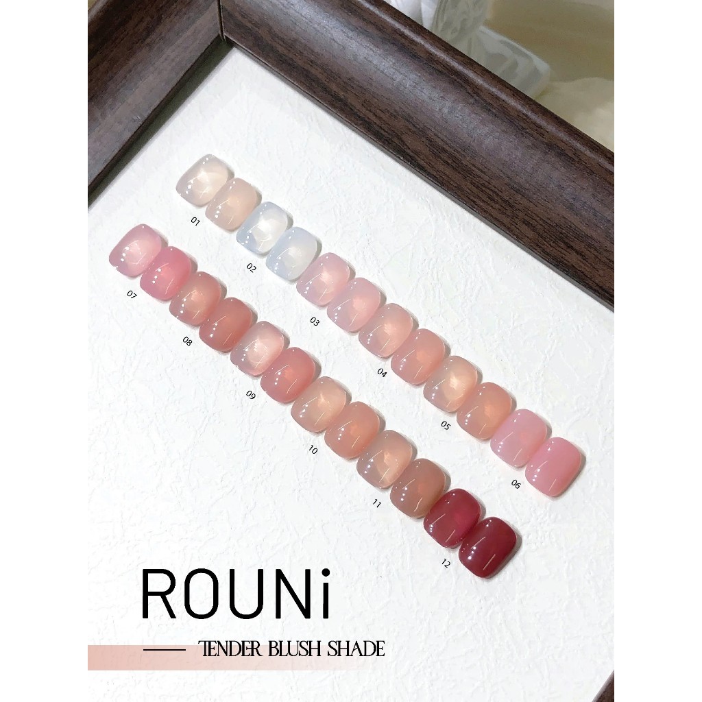 ROUni Set Sơn móng tay màu thạch trong suốt thạch hồng trong suốt thạch trà sữa sơn móng chuyên dụng