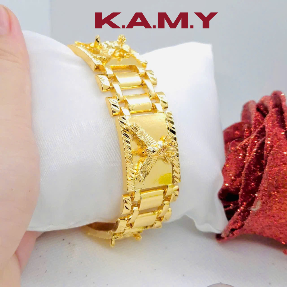 Lắc Tay Nam Khắc Đại Bàng Mạ Vàng Cực Sang Bền Đẹp – Trang Sức Nam Phong Thủy Sang Trọng