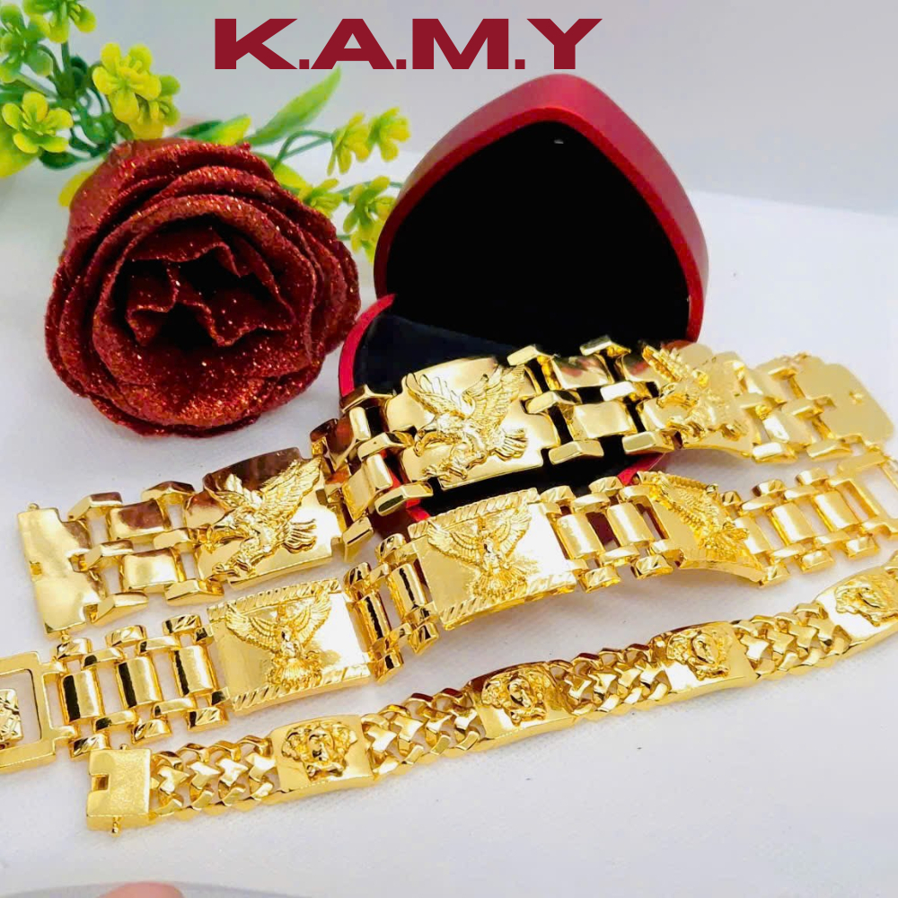 Lắc Tay Nam Khắc Đại Bàng Mạ Vàng Cực Sang Bền Đẹp – Trang Sức Nam Phong Thủy Sang Trọng