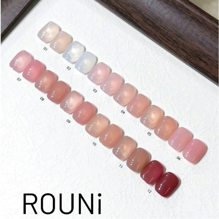ROUni Sơn móng tay màu thạch trong suốt, thạch hồng trong suốt, thạch trà sữa, sơn móng chuyên dụng
