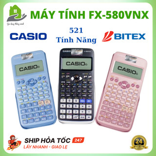 Máy Tính Casio FX 580VNX Cầm Tay Với 521 Tính Năng, Phù Hợp Mọi Cấp Học, Bảo Hành 24 Tháng