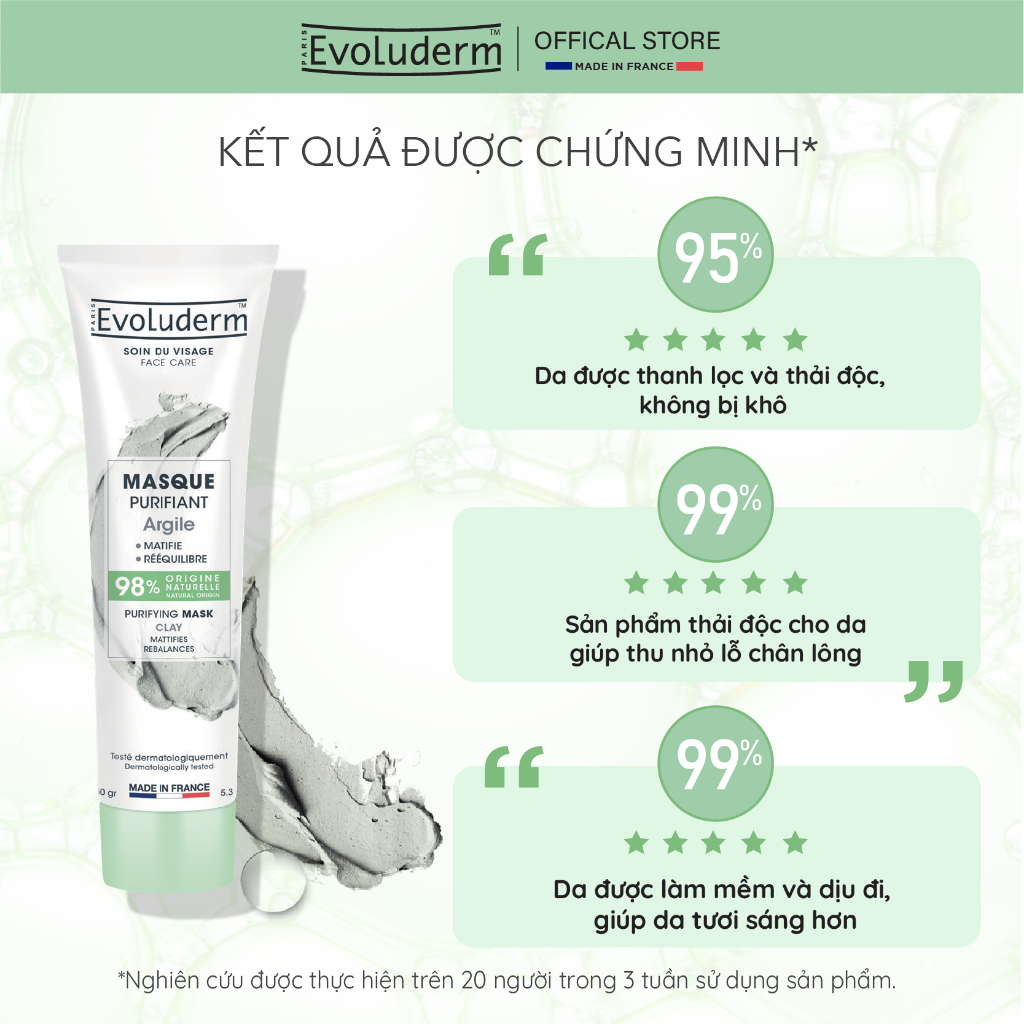 [HSD:10.26] Mặt nạ đất sét ngừa mụn sáng da giảm bã nhờn hiệu quả Evoluderm clay mask Purifying 150ml
