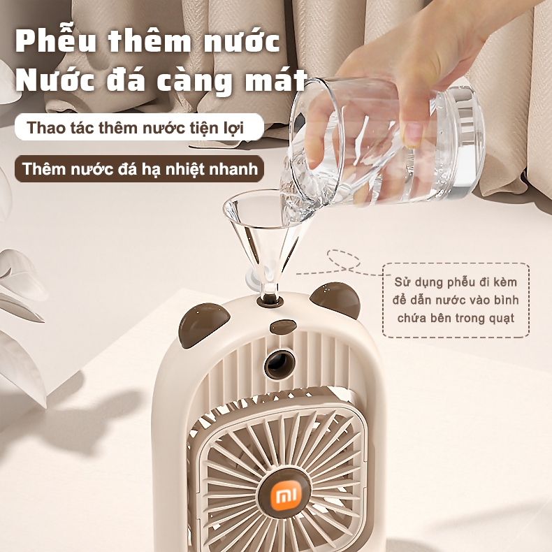 Quạt Mini Để Bàn Xiaomi Quạt Phun Sương Hơi Nước Tích Điện 4 Cấp Độ Sạc USB Làm Lạnh Nhanh Gấu Nhỏ