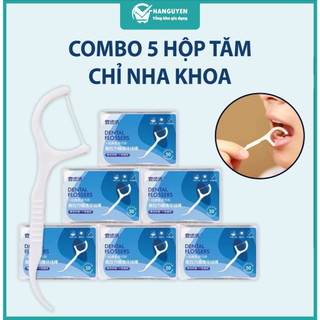 Combo 5 hộp tăm chỉ nha khoa vệ sinh kẽ răng chân nướu chuyên dụng #A239