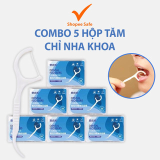 Combo 5 hộp tăm chỉ nha khoa vệ sinh kẽ răng chân nướu chuyên dụng #A239