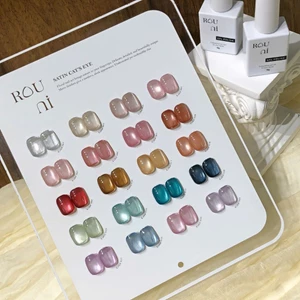 Set ROU ni Sơn gel mắt mèo, hiệu ứng pha lê trong suốt, hạt thủy tinh, ánh ngọc trai lấp lánh, trắng sáng, chuyên dụng c