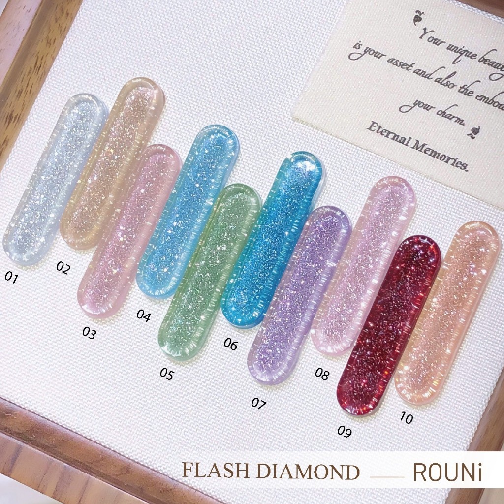 Set ROUni Sơn nail nhũ kim tuyến, flash mật độ cao siêu sáng lấp lánh chuyên dụng cho ngành nail