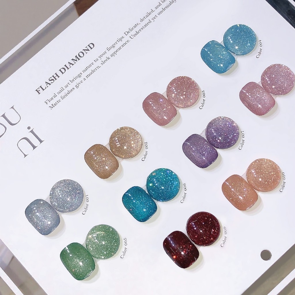 Set ROUni Sơn nail nhũ kim tuyến, flash mật độ cao siêu sáng lấp lánh chuyên dụng cho ngành nail
